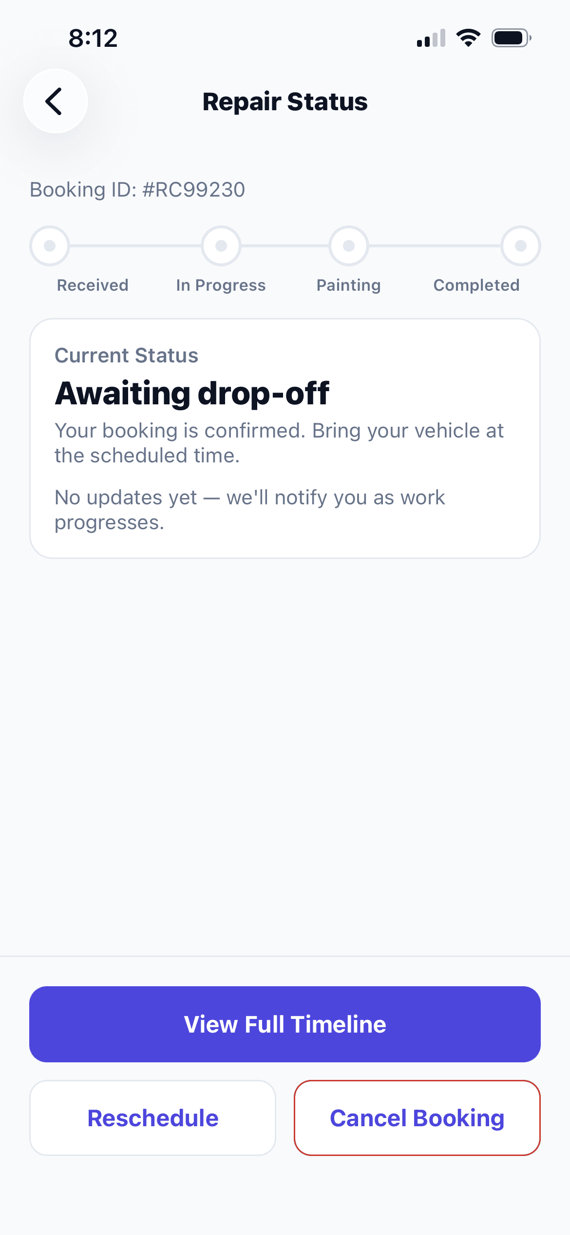 Track the repair — SnapEstimate app screen